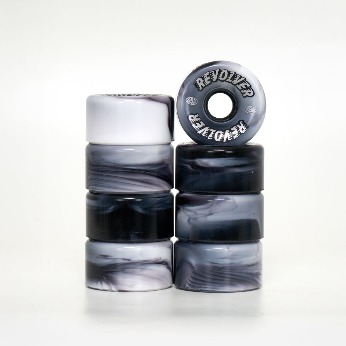Revolver All-Purpose Roller Skate Wheels - Black & White Swirl