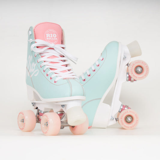 Rio Roller Script Rollerskates - Teal / Coral - Loco Skates