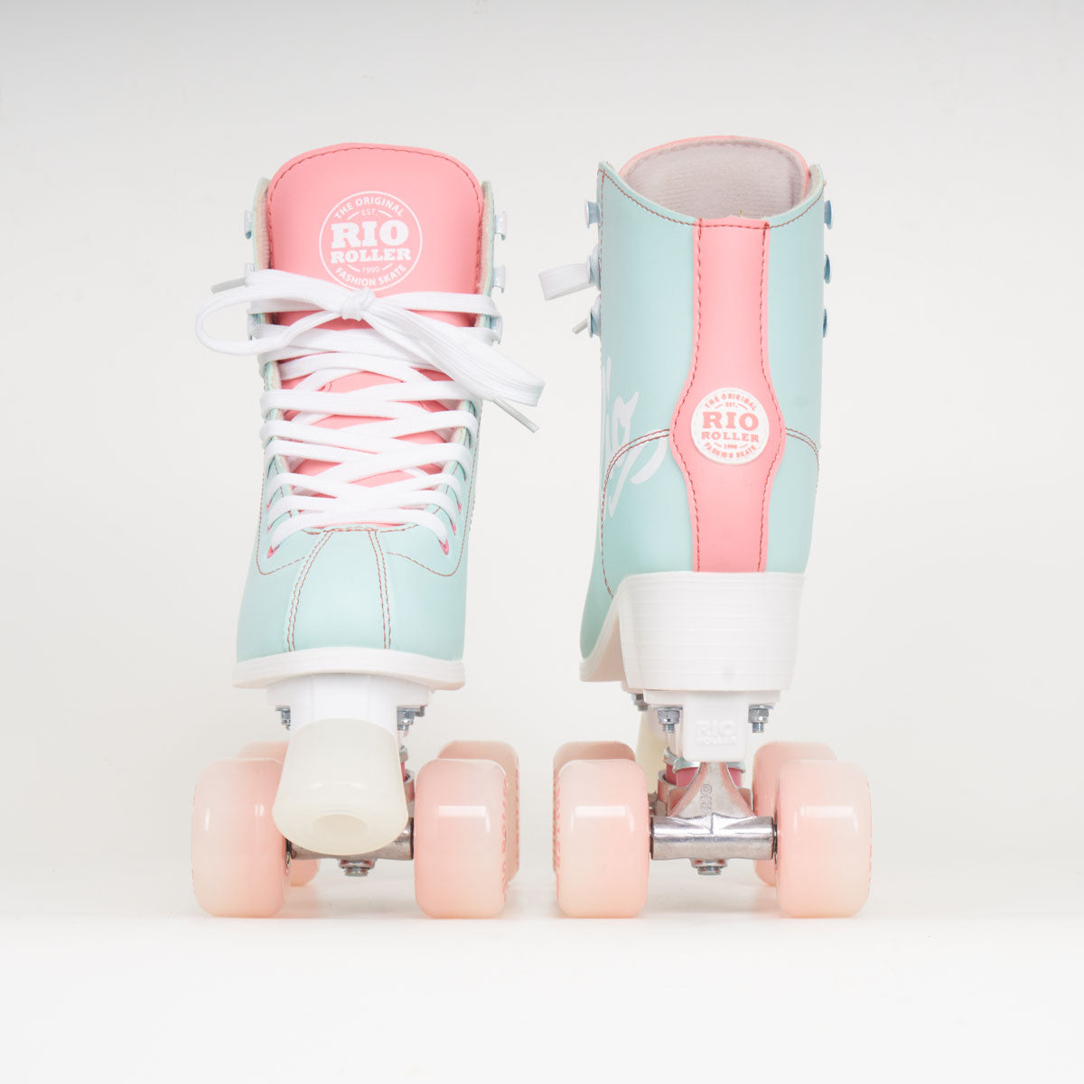 Rio Roller Script Rollerskates - Teal / Coral - Loco Skates