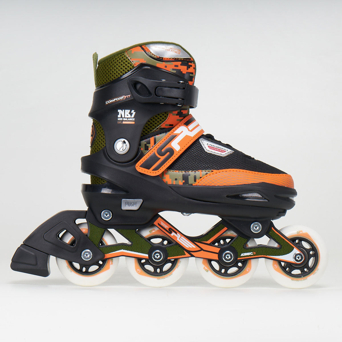 SFR Pixel Adjustable Junior Skates - Green/Orange
