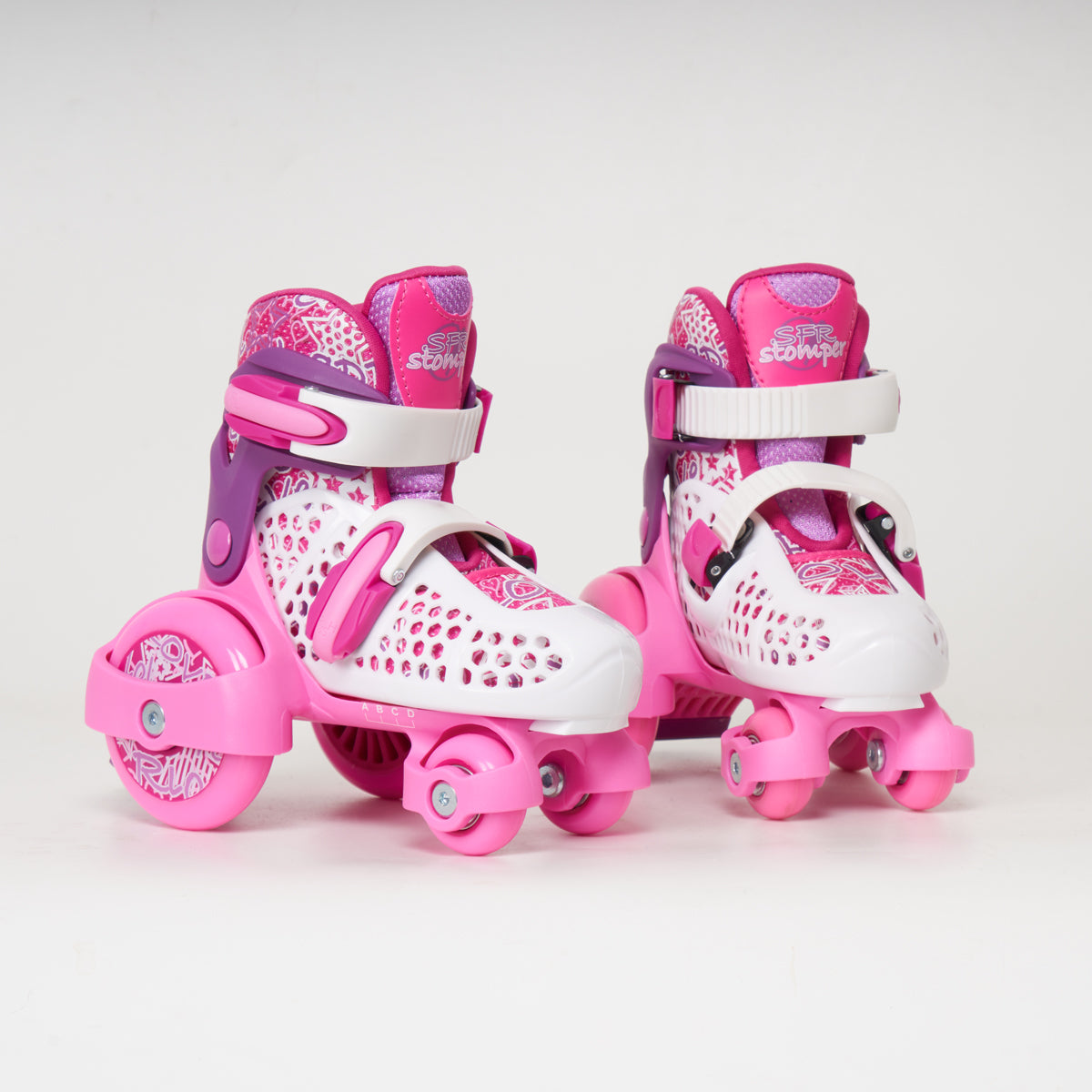 SFR Stomper Adjustable Junior Roller skates -  White / Pink - Loco Skates