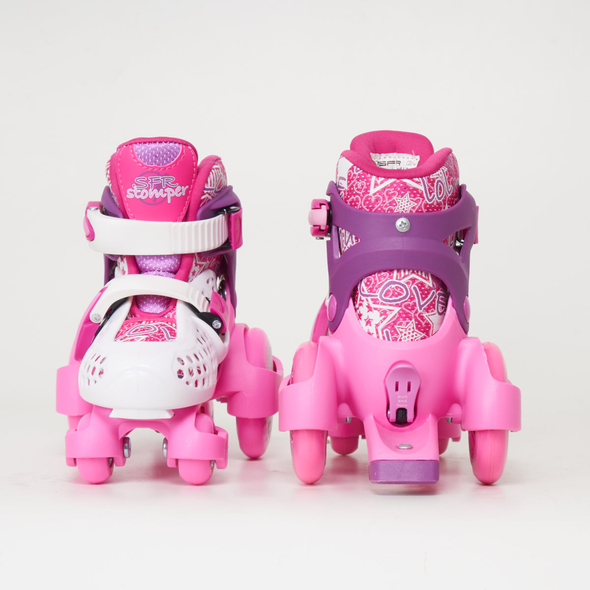 SFR Stomper Adjustable Junior Roller skates -  White / Pink - Loco Skates