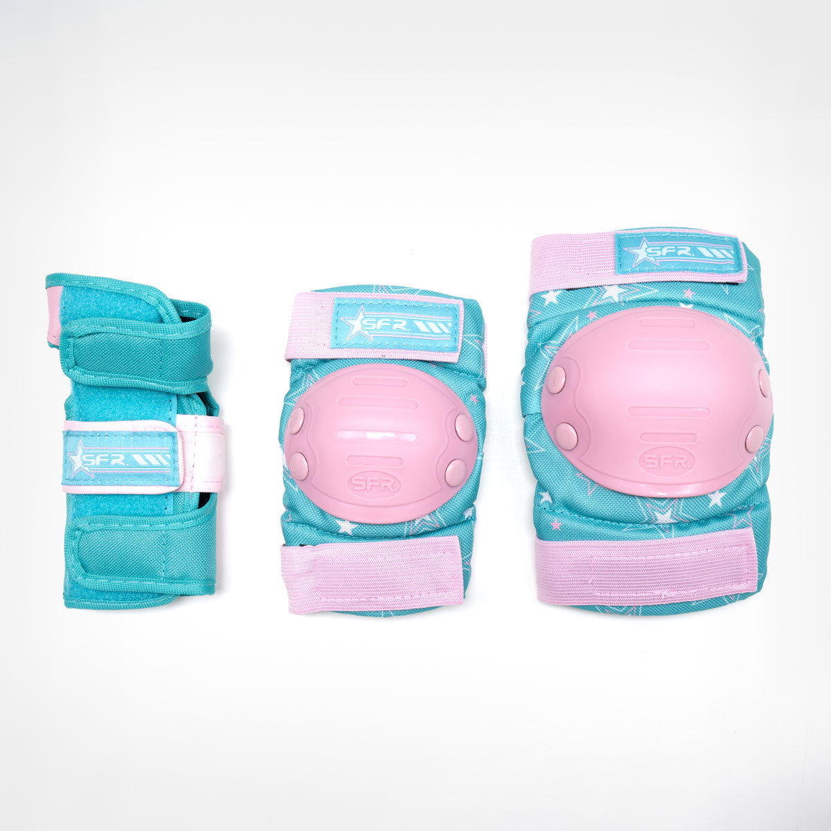 SFR 'Star' Triple Kids Pad Set - Pink & Green - Loco Skates