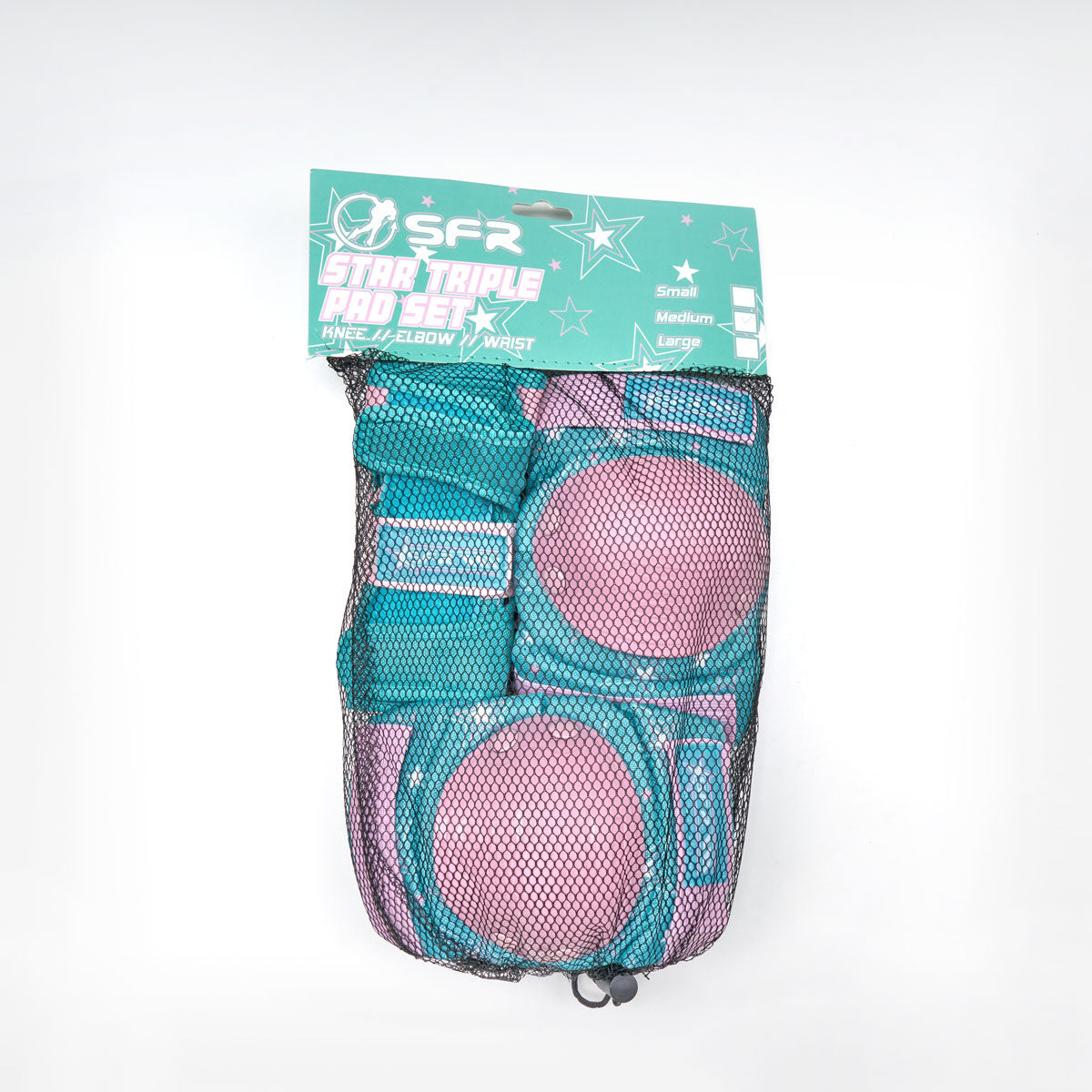 SFR 'Star' Triple Kids Pad Set - Pink & Green - Loco Skates