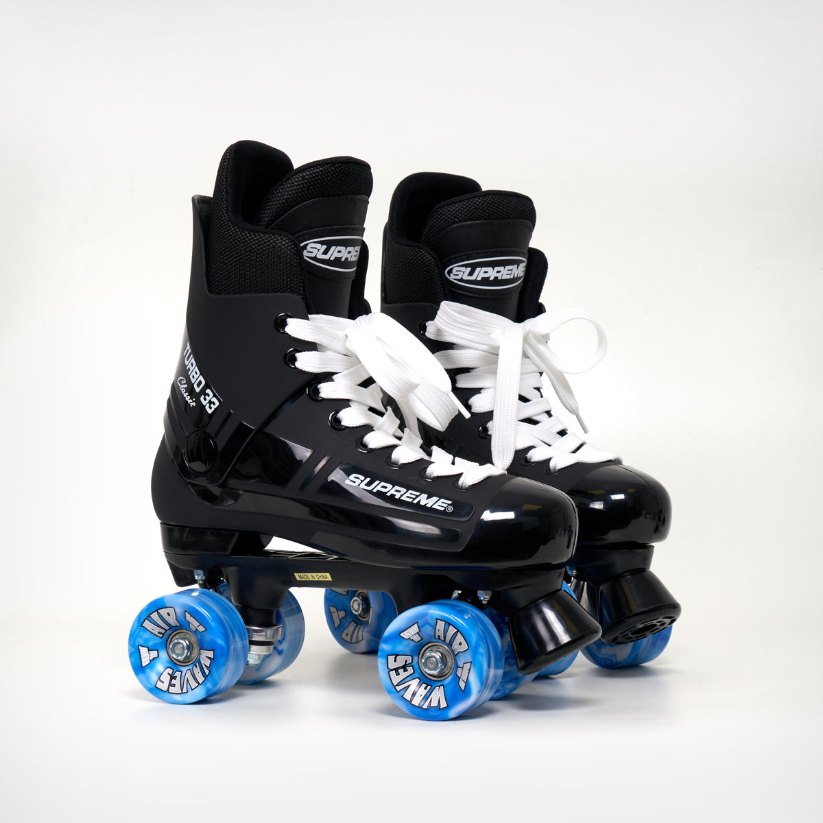 Supreme Turbo 33 Roller Skates (Bauer replacement) Black - Complete With Airwaves Wheels (Various Colours) - Loco Skates