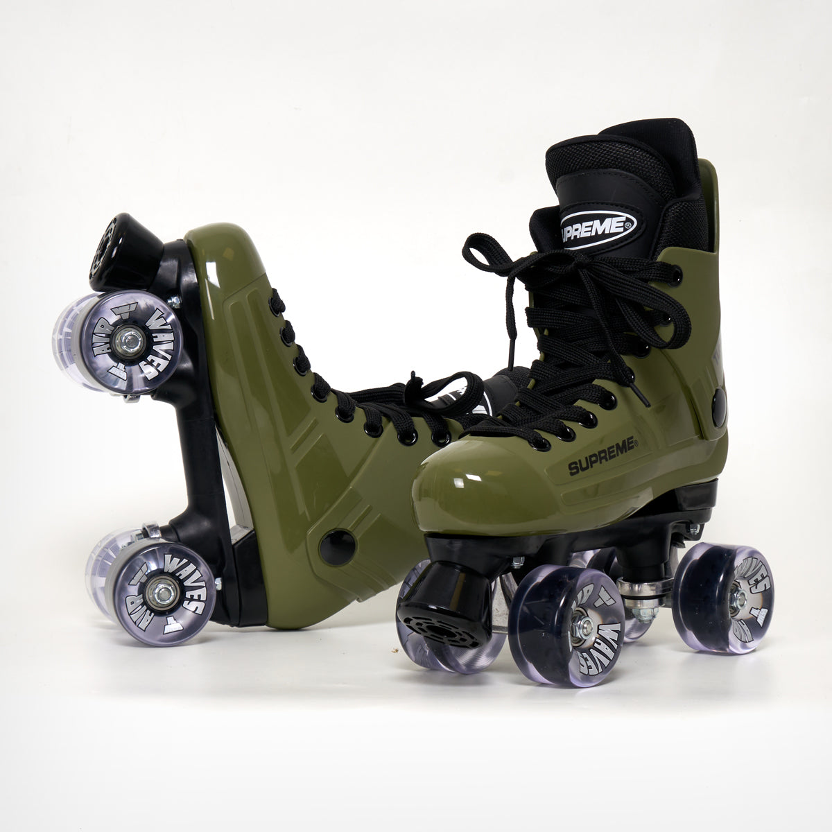Supreme Turbo 33 Roller Skates (Bauer replacement) Army Green - Complete With Airwaves White Wheels (Various Colours)