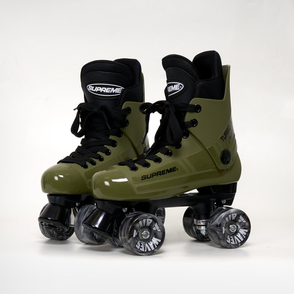 Supreme Turbo 33 Roller Skates (Bauer replacement) Army Green - Complete With Airwaves White Wheels (Various Colours)