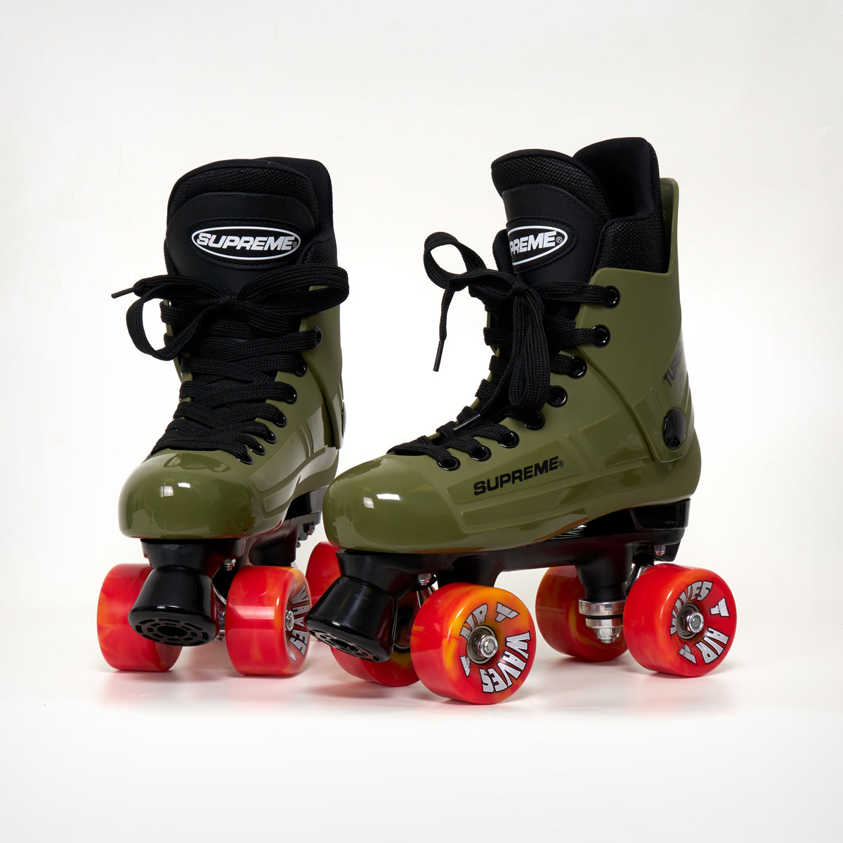 Supreme Turbo 33 Roller Skates (Bauer replacement) Army Green - Complete With Airwaves White Wheels (Various Colours)