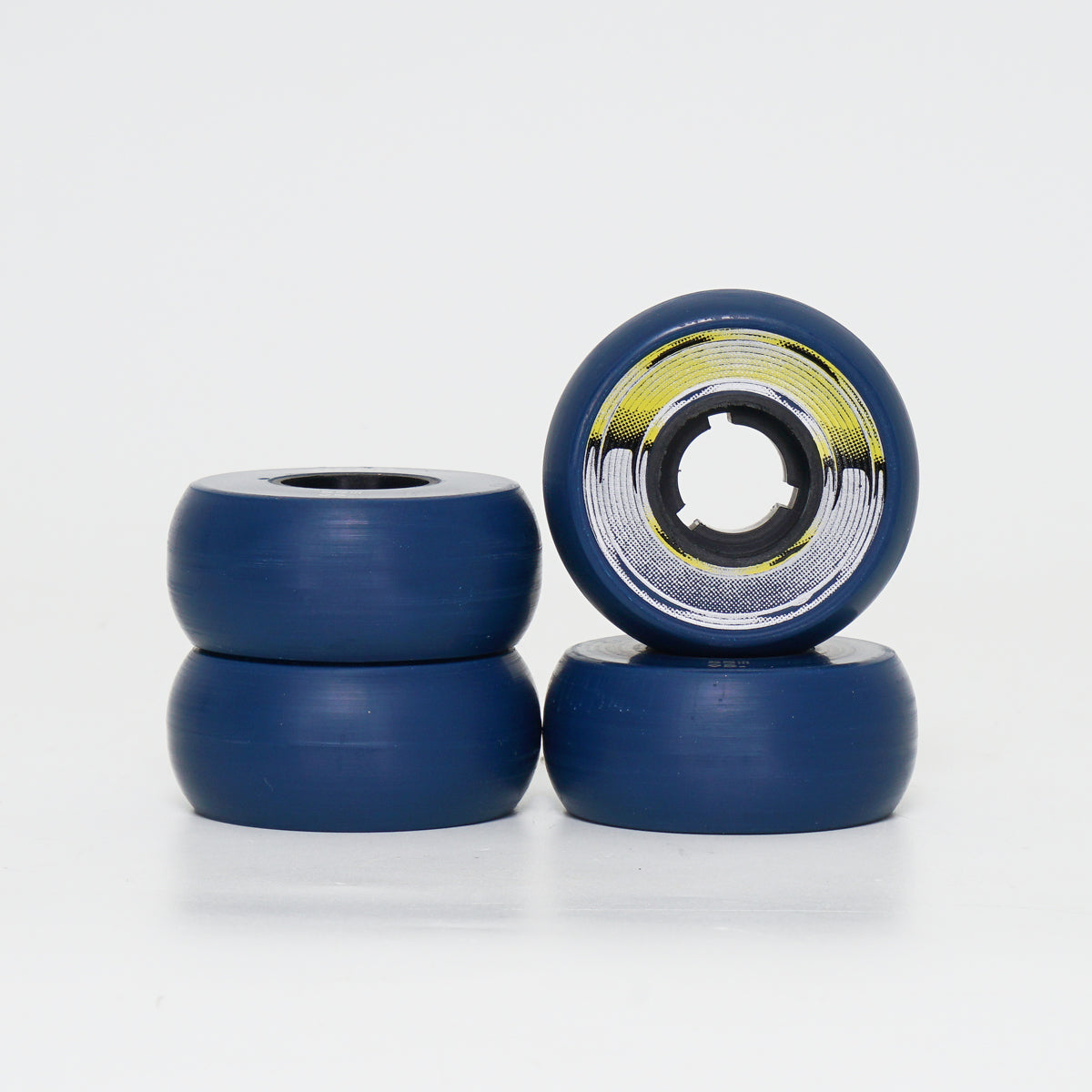 Dead 55mm / 95a Navy Wheels - Yellow / Silver Ring