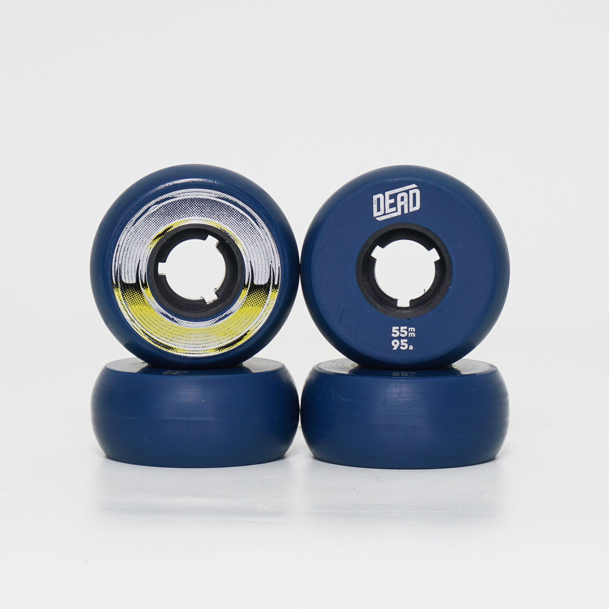 Dead 55mm / 95a Navy Wheels - Yellow / Silver Ring
