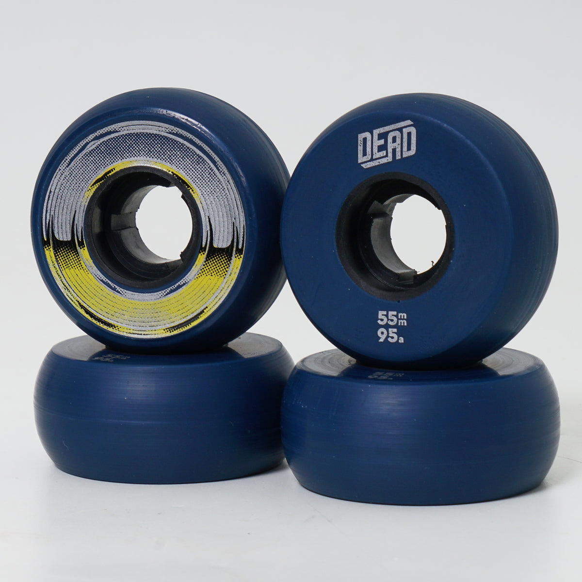 Dead 55mm / 95a Navy Wheels - Yellow / Silver Ring