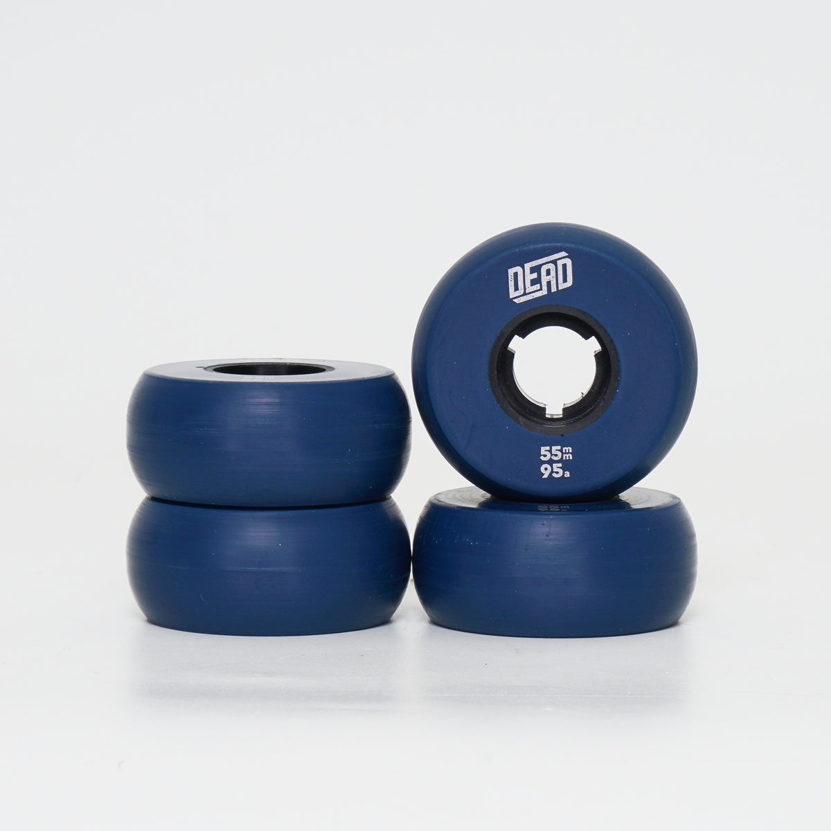Dead 55mm / 95a Navy Wheels - Yellow / Silver Ring