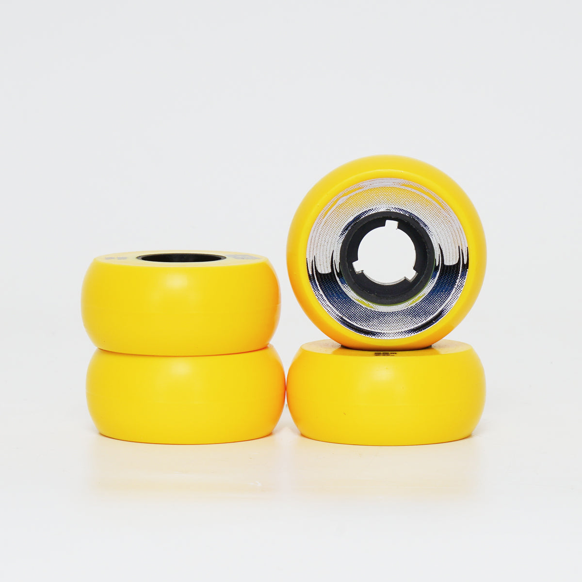 Dead 55mm / 90a Yellow Wheels - Blue / Silver Ring