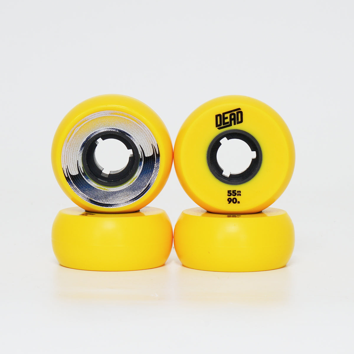 Dead 55mm / 90a Yellow Wheels - Blue / Silver Ring