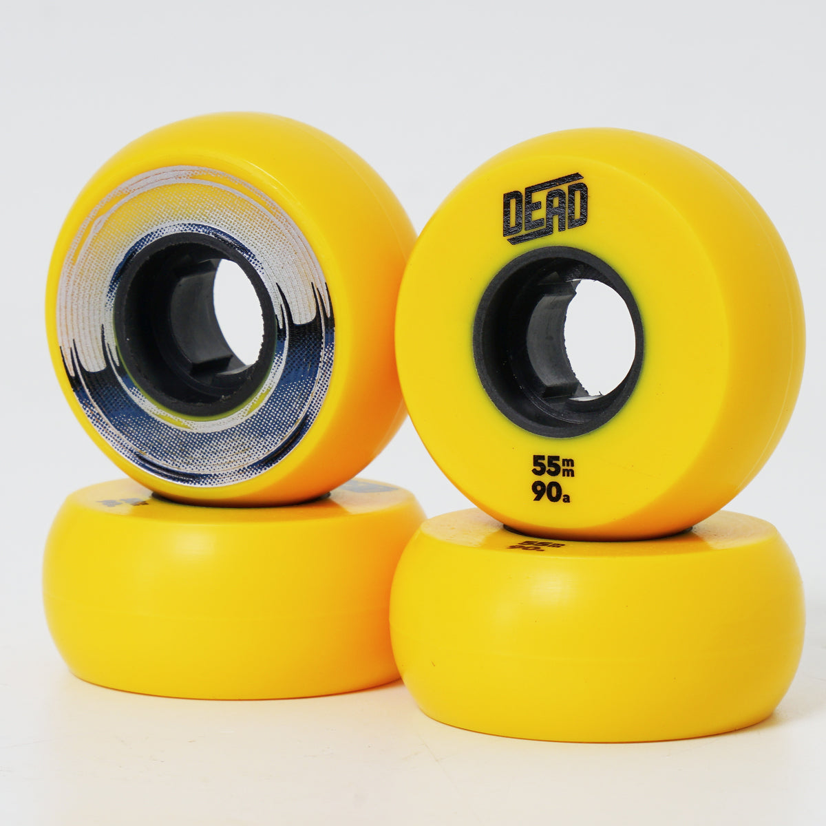 Dead 55mm / 90a Yellow Wheels - Blue / Silver Ring