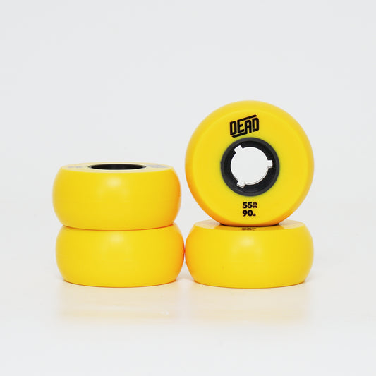 Dead 55mm / 90a Yellow Wheels - Blue / Silver Ring