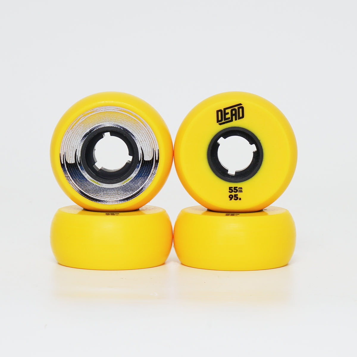 Dead 55mm / 95a Yellow Wheels - Blue / Silver Ring