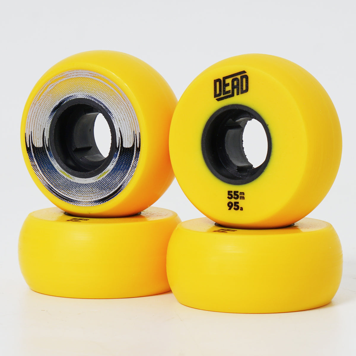 Dead 55mm / 95a Yellow Wheels - Blue / Silver Ring