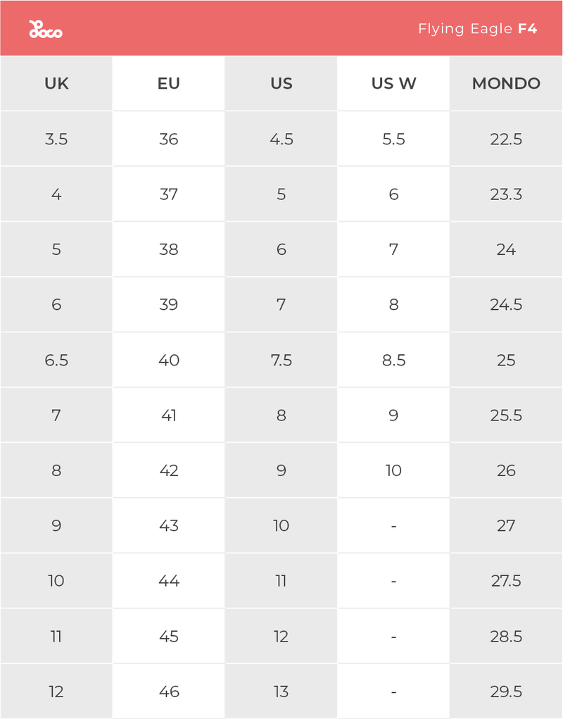 Product size chart