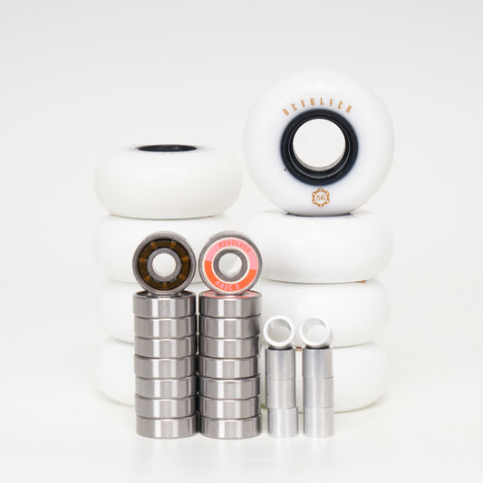Revolver 56mm - Complete Wheel, Bearing & Spacer Pack (for 8 wheels) - Loco Skates