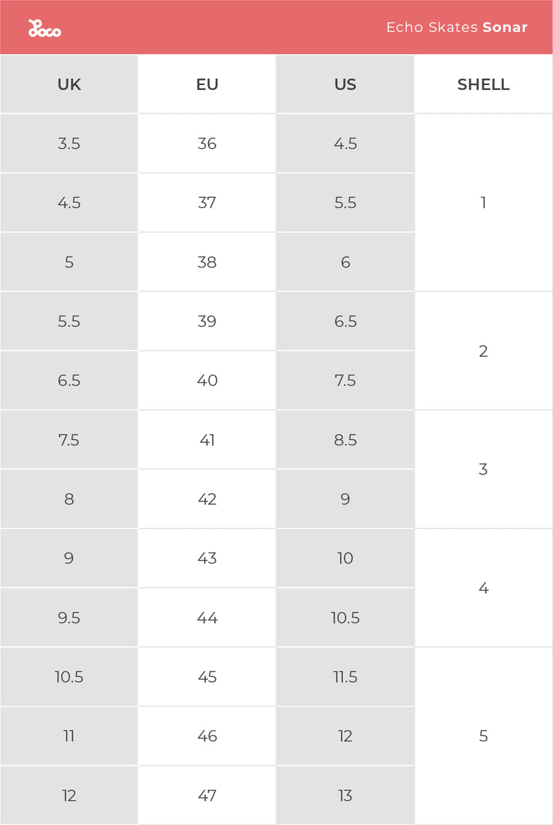 Product size chart