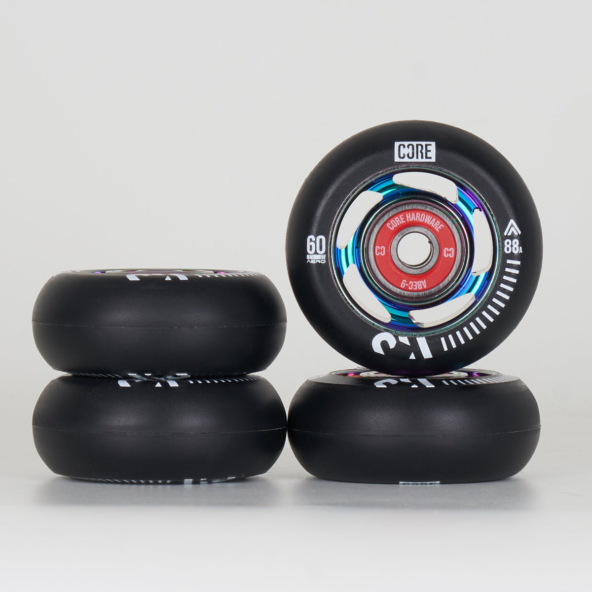 Core Aero Aluminium Wheels 60mm - Neo Chrome Hub (with Abec 9 Bearings)