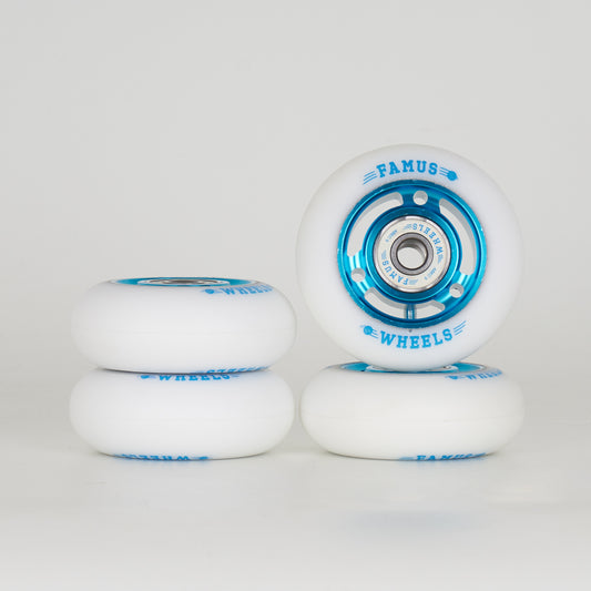 Famus Metal Core Wheels With Bearings 64mm - Blue / White
