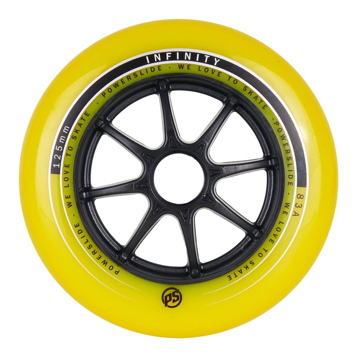 Powerslide Infinity 125mm Wheels - Yellow (Singles)-Powerslide-125mm,atcUpsellCol:upsellwheels,Skate Parts,Wheels,yellow