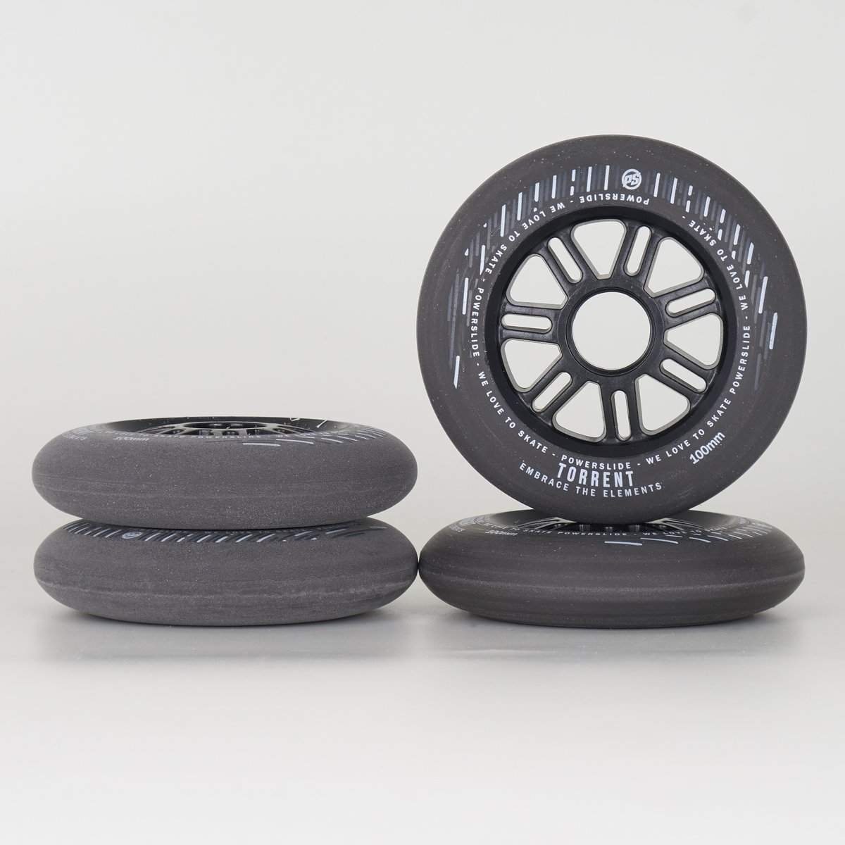 Powerslide Torrent Rain 100mm 84a Wheels - (4 Pack)-Powerslide-100mm,atcUpsellCol:upsellwheels,black,Freeskate / Powerblade,Skate Parts,Wheels