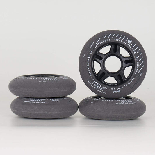 Powerslide Torrent Rain 80mm 84a Wheels - (4 Pack)-Powerslide-80mm,atcUpsellCol:upsellwheels,black,Freeskate / Powerblade,Skate Parts,Wheels