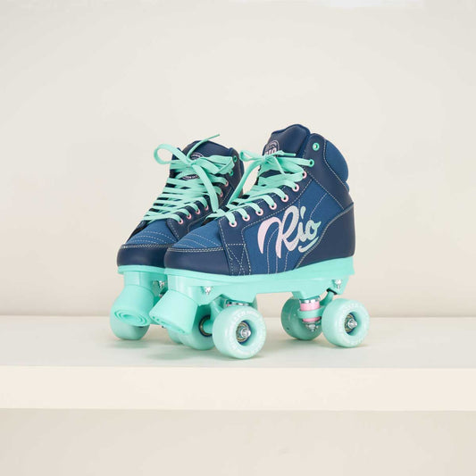 Rio Roller Lumina Quad Skates - Navy / Green-Rio Roller-atcUpsellCol:upselljunior,blue,junior,Quad / Roller Skate,regular,Roller Skates,womens