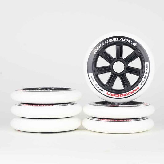Rollerblade Hydrogen Wheels 125mm 85a - (6 Pack)-Rollerblade-125mm,atcUpsellCol:upsellwheels,white
