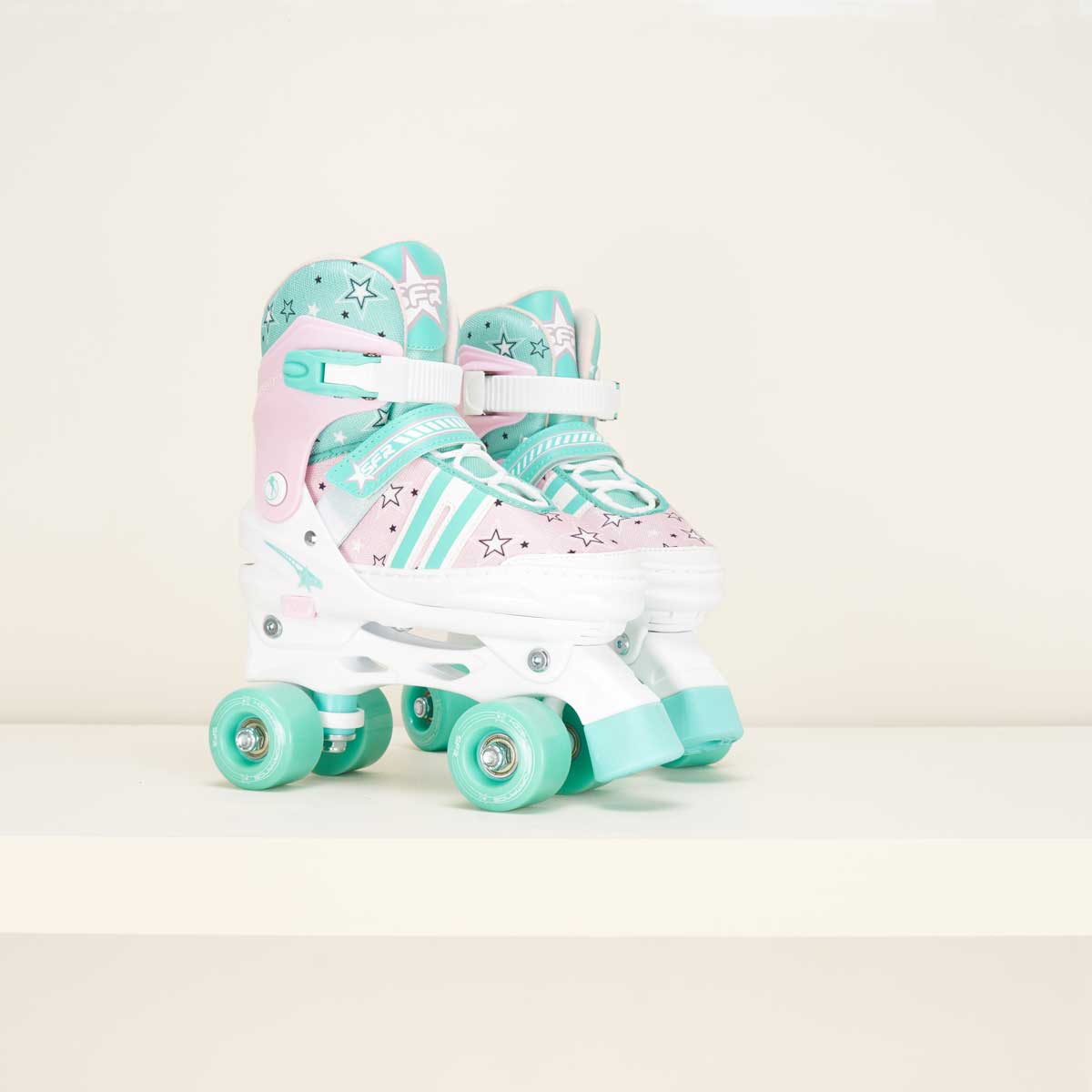 SFR Spectra Junior Adjustable Rollerskates Pink / Green Loco Skates